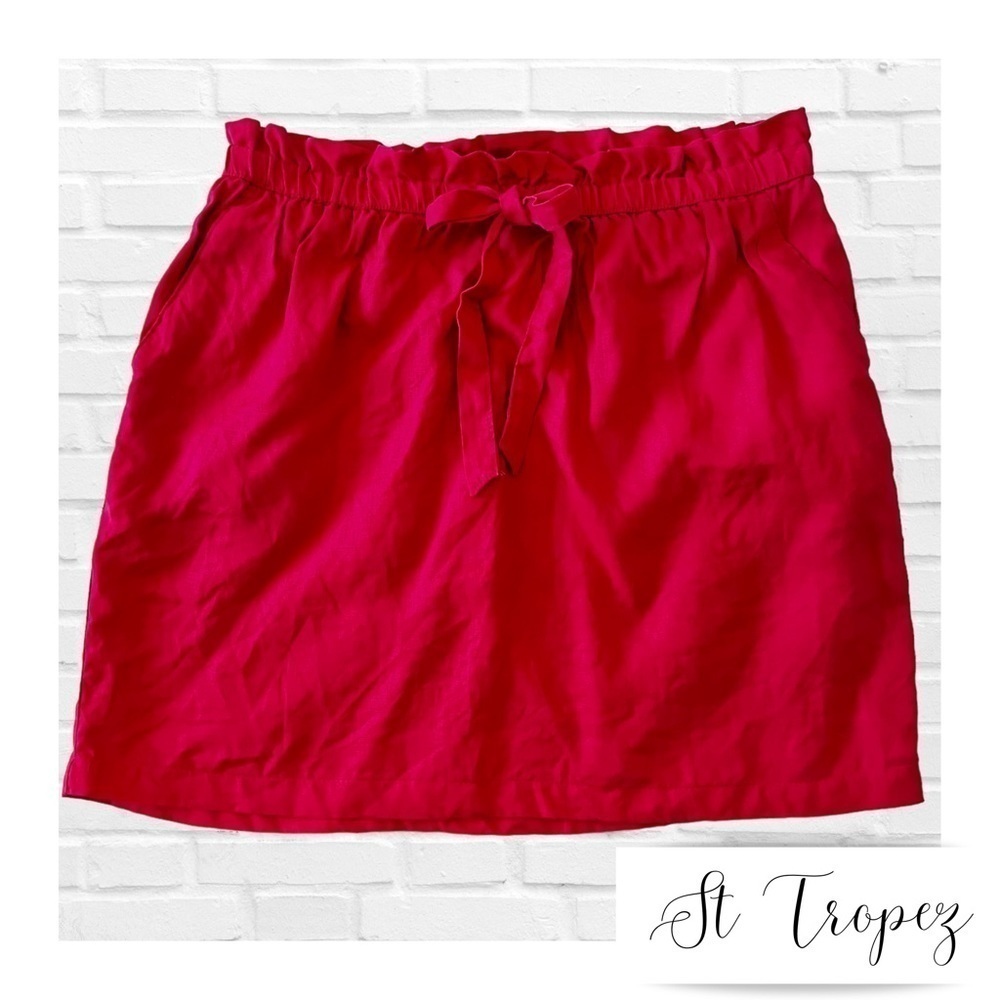 St Tropez 100% Linen Mini Skirt Pinkish Red Vacation Beach Resortwear Coastal